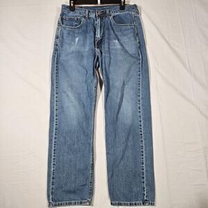Levis 505 Jeans Mens 32x30 Blue Stone Wash Straight Leg Distressed Denim